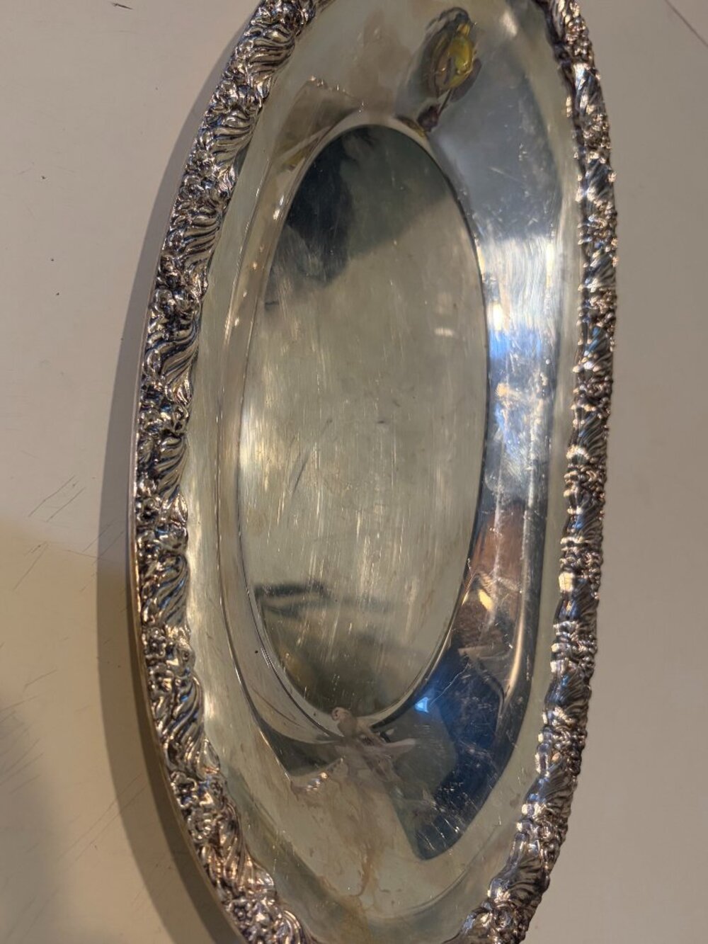 VTG NATIONAL SILVER CO KING EDWARD #7013 SILVERPLATE BREAD SERVING TRAY 13" X 7"
